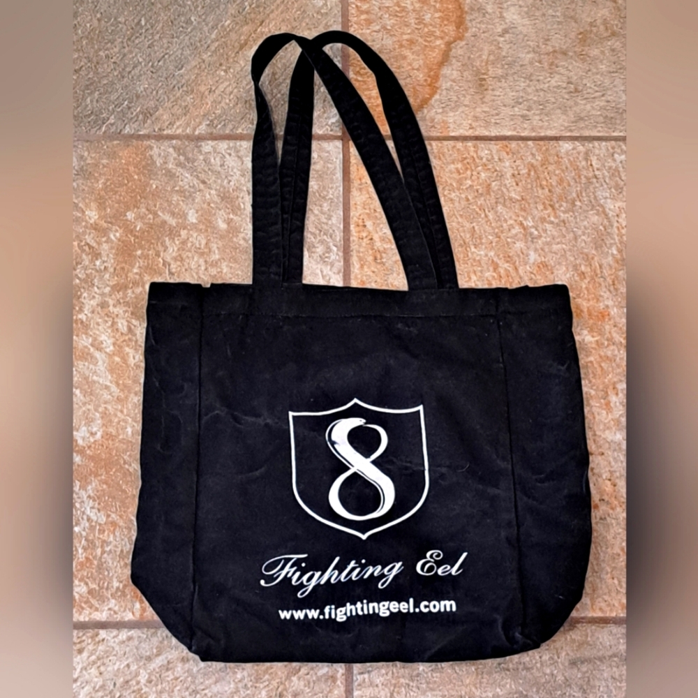 Fighting Eel Vintage Canvas Tote Bag, Black